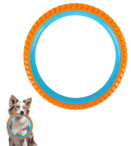 ALL FOR PAWS Dog Ring Toy, 10.6” Flying Disc for Medium & Large Dogs, Fetch and Tug of War Dog Toy, Outdoor Dog Toy for Throwing, Catching & Grabbing