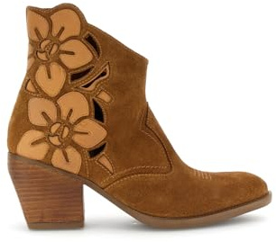 CAFèNOIR - Tronchetti In Pelle Scamosciata Traforati Con Fiori, Da Donna, Colore Cuoio, Taglia 41