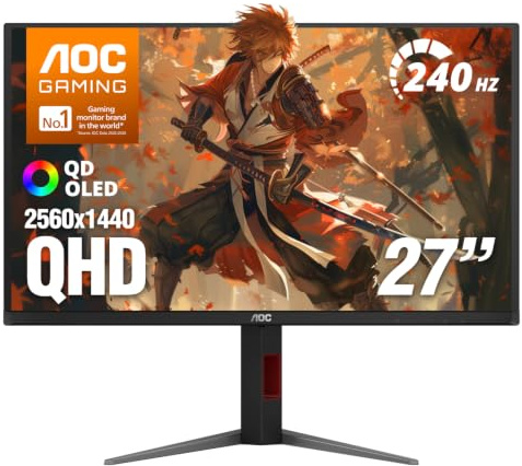 AOC 27 Gaming Monitor QHD 240Hz QD OLED NVIDIA G-SYNC Compatible Q27GAZDV