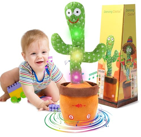 MIAODAM Dancing Talking Cactus Toy for Baby Toddler, Colorful Glowing Repeating What You Say, Singing Talking Mimicking Toy for Baby Dancing Cactus,Toys Gift for Kids Baby 1 Year Old