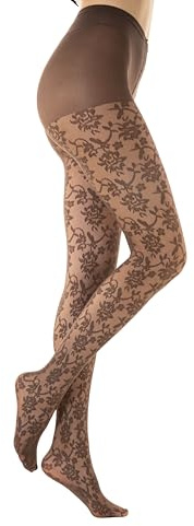 Gi&Gi Collants fantaisie femme en maille 40 deniers avec cheville en coton pour femme caractérisé par une joyeuse fantaisie fleurs all over.N.1607 colorées