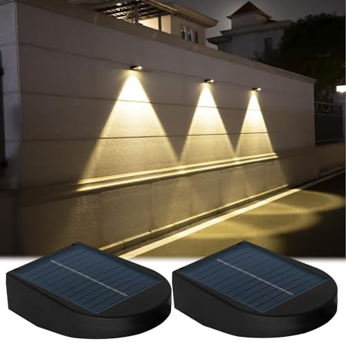 Mrzxy Solar Lights Outdoor Waterproof for Mailbox and House Numbers, 3000K Warm Solar Downlight Sconce Dusk to Dawn for Mailbox Post, Fence, Address Sign​(Warm White, 2 Pack)
