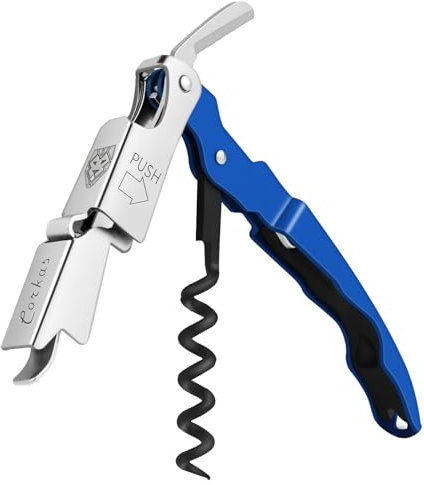 CORKAS Cavatappi Professionali Apribottiglie, Cavatappi da Sommelier, Coltello da sommelier, Cavatappi per Camerieri Apri Bottiglia Accessori del Vino e Regali (Blu)