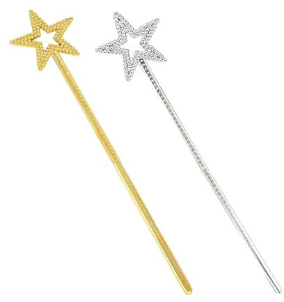 DHWEKU 2-teilige Feenstab Zauberstab für Kinder, Stern Glitzer Zauberstab für Mädchen, Prinzessin Stab Silber Angel Fairy Fee Zauberstab für Weihnachten Kostüm Karneval Mottoparty Cosplay Dekoration
