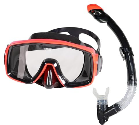 Apanphy Schnorchelausrüstung für Erwachsene, Schnorcheln Set mit Taucherbrille und Dry Schnorchel, Anti-Leck & Anti-Fog Tauchmaske aus Gehärtetem Glas für Tauchen, Schnorcheln und Schwimmen