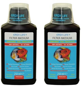 Easy Life Filter Medium 2er Pack – 2X 250 ml Wasserpflege für Aquarien, verbessert Wasserqualität, reduziert Schadstoffe, unterstützt Filterleistung, sorgt für klares Aquariumwasser