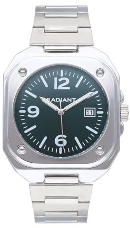 Radiant - Kollektion Vittorio - Analoguhr. Armbanduhr für Herren. Armband-Uhr mit grünem Zifferblatt und silbernem Armband. Größe 42mm. 5ATM.