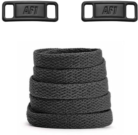 NDTEZUGT Platta skosnören för Air Force 1 skor, med 1 par ersättning skosnören för sneakers, bomullsskor, svart, 45/115cm