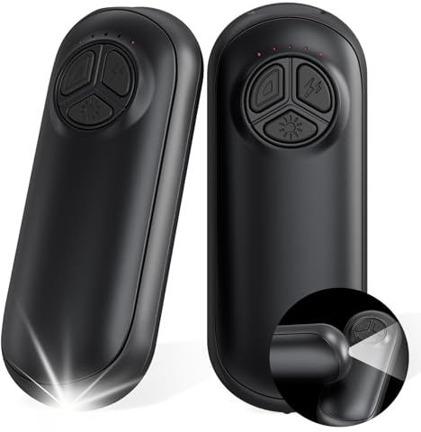 Miaton Calentador de Manos Recargable con Linterna 2 Piezas, 6000mAh 20Horas de Batería, Calentador Portatil Electrico Calentador Manos de Bolsillo, Regalos para Navidad/Camping/Caza/Senderismo