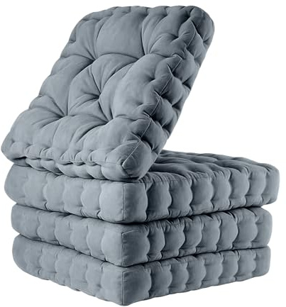 Trintion 4er Set Sitzkissen 40x40x8 cm – Stuhlkissen & Bodenkissen aus 100% Baumwolle – Weiche, Dicke Polsterung – Für Innen & Außen – Waschbar & Langlebig – Komfortable Stuhlauflage (Anthracite)