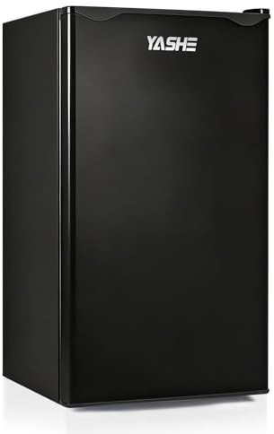 YASHE Mini frigorifero compatto da 92 litri con congelatore, frigorifero compatto a porta singola, piccolo frigorifero con termostato regolabile, grande capacità, porta reversibile, mini frigorifero