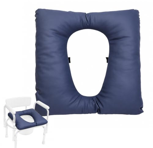 Cojín para silla de inodoro, material de poliuretano, algodón grueso, acolchado suave, impermeable, antiescaras, para silla de ducha, silla de ruedas y mesita de noche (azul)