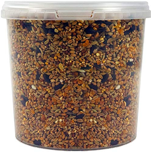 SQUAWK All Seasons Wild Bird Food Mix | Husk Free Natural Garden Seed | Contains Black Sunflower, Wheat and Small Seeds | Enhanced Feed Mixture | Protein Rich Balanced Vitamin Recipe (10L Tub)