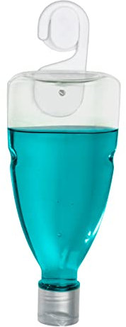 WENKO Shampoo-Fix, Duschgel- und Shampooflaschenhalter für Dusche und Badewanne aus hochwertigem Kunststoff mit Selbstklebender Wand-Halterung, Befestigung ohne Bohren, 3,5 x 8 x 1,4 cm, Transparent