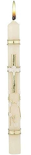 CB Church Supply Hand Decorated Sacramental Baptism Candle by Will & Baumer, 9.75-Inch, Ornate Dove
