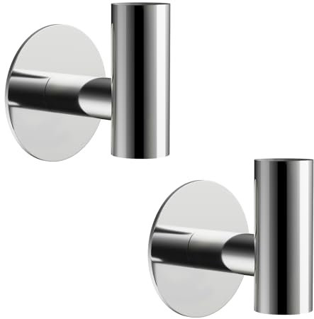 YUET 2 Piezas Adhesivo Gancho De Toalla De Baño, Pegado Chaqueta Metálica Puerta Pesada SUS304 Acero Inoxidable Toalla Bata Armario Ropa Asiento Esponja, Adecuado Para Hoteles De Baño (Cromado)
