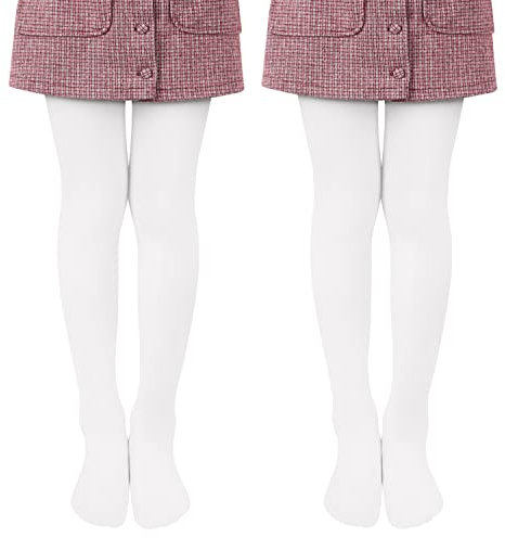 Libella 2er Pack Ballett Strumpfhose für Mädchen Tanzstrumpfhose mit Fuß 80 DEN Blickdicht Mikrofaser Farbig 27251 Weiß 122-128