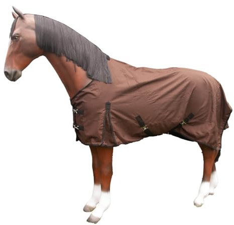 Brama-West 1680DEN - Manta para lluvia para caballos, con cuello alto y forro polar, 1680DEN, impermeable, color marrón, 155 cm