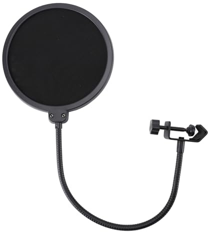 Järn ABS Nylon Mesh Pop-filter, Dubbellagers Mikrofon med 360° Svanhalsklämma Justerbar Klämma Stabiliseringsarm för Inspelning Av Sändningar