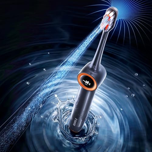 RANVOO AirJet X3 [AI Max Jet Clean] [Flossing & Sonic Brushing 2-in-1] Electric Toothbrush for Adults, 100% Plaque Removal, Whitening, 60-Day Battery, Soft & Gum Care, for Sensitive Teeth/Braces Gray