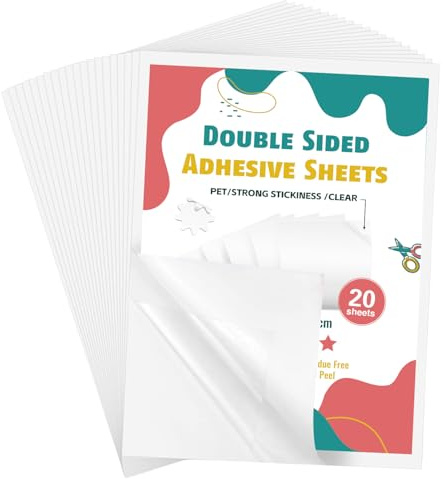 YISUMEI 20 fogli A4 nastro biadesivo trasparente PET doppio nastro adesivo sottile su entrambi i lati fai da te confezioni regalo tessuto carte