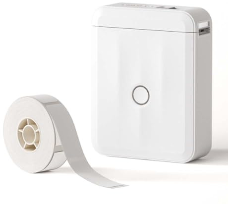 Wrtysully Etikettmaskin med tejp, mini bärbar Bluetooth termisk skrivare, klistermärkestillverkare, etikettmaskin för hemmakontor, skola