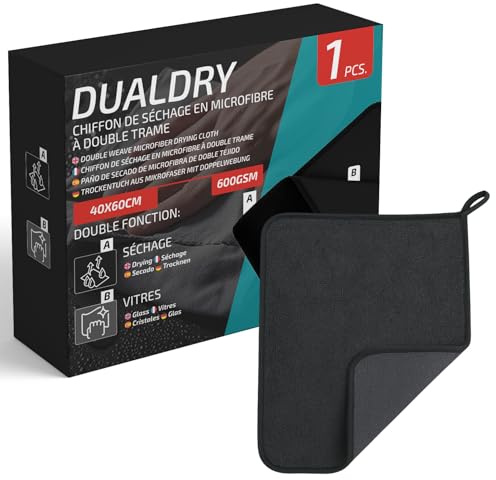 VENTUX GEAR 1x Chiffon Microfibre Double Trame 40×60 cm – 600GSM | Ultra Absorbant & Séchage Rapide | Pano Professionnel pour Voiture, Vitres et Finitions