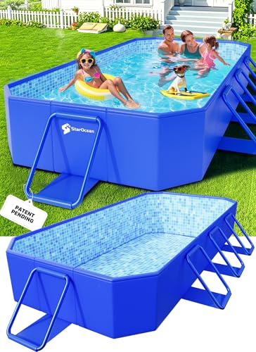 StarOcean 2026 Large Foldable Pool,Non-Inflatable Swimming Pool for Kid,Adult Collapsible Pool Hard Plastic,Overthickened Extra Large Foldable Pool,Portable Folding Kid Pool for Backyard,118x73x20