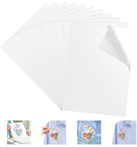 Ganwavo 10 Feuilles Papier Hydrosoluble Broderie, A4 (29.7x21cm) Stabilisateur de Broderie Auto-adhésif pour Couture, Imprimable Dessinable Papier à Broder pour Machine