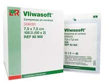 L&R Vliwasoft Compresse en Non-Tissé 30g S-2 7,5cmx7,5cm Boîte-50s Stérile