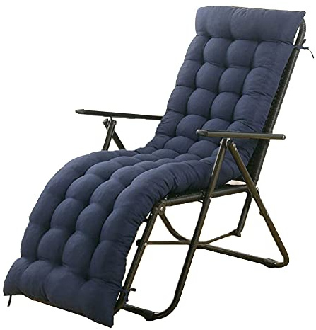 CLLC SPIOKLFD Sundlight, Cuscino per sedia a sdraio, per sedie a sdraio, da esterni, trapuntato, spesso, imbottito, per sedia a dondolo con lacci (blu navy, 155 x 48 x 8 cm)