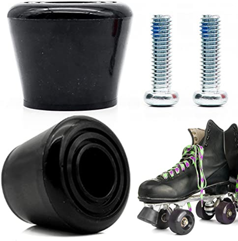INHEMING 2 Piezas Tapones para Patín de Goma, Roller Quad Skate Toe Stops, Tapones de Bloqueo de Freno de Patinaje de Doble Fila,con Tornillos