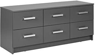 Inter Link - Kommode - Dielenschrank - Modernes Sideboard - Beistellschrank - 6 Schubladen - Grau - Elenzio 6S