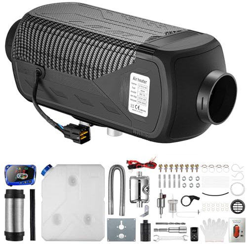 Redriver Diesel Heater, 12V/24V Parking Fuel Heater, Air Heater Fast Heating with For Truck, Boat, Car Trailer, Motorhomes, Campervans, Caravans (Black, 8KW)