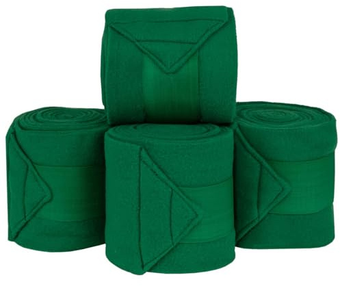 Country Pride Fleece Polo Bandages for Horses, Soft and Flexible Wraps, 2-Inch Easy-Pull Fastener with Reinforced Stitching, Machine Washable, Set of 4, Horse Size, Multiple Colors (Kelly Green)