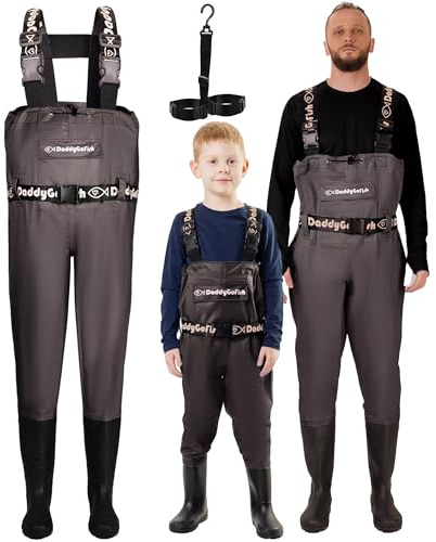 DaddyGoFish Chest Waders for Kids and Adults, Fishing and Hunting Waders with a Pocket and a Wader Hanger