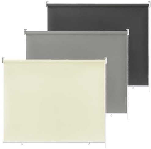 XINZI Fenster Rollos für Innen 180x240cm Verdunkelungsrollo Außenrollo Seitenzugrollos Blickdichte Fensterrollos Beschattung Senkrechtmarkise Sichtschutz Springrollos für Fenster & Tür (Beige)