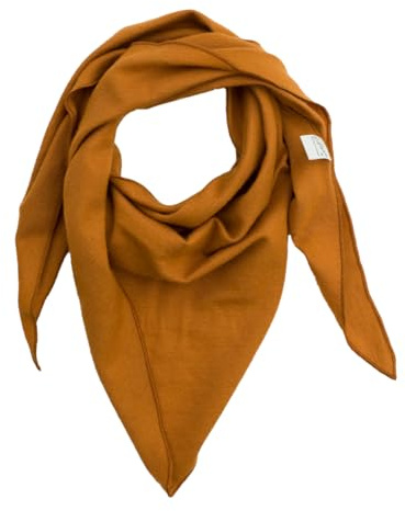 Lilano, Foulard triangulaire pour enfant/bébé - Grand format - 70 % laine (kbT), 30 % soie, 210 g/m², curry, 110x50cm