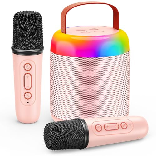 Karaoke 2 Microfonos Inalambricos, Gralal Regalo Niña 3-12 Años Microfono Karaoke Infantil Juguetes Niña 4 5 6 7 8 9 10 11 Años Micrófono Inalámbrico Bluetooth Regalos Comunion Niña
