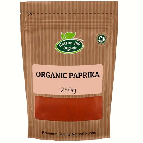 Organic Paprika 250g by Hatton Hill | Certified Organic, Smoky, Sweet, and Mildly Spicy Seasoning Perfect for Enhancing Flavor and Color in Culinary Creations