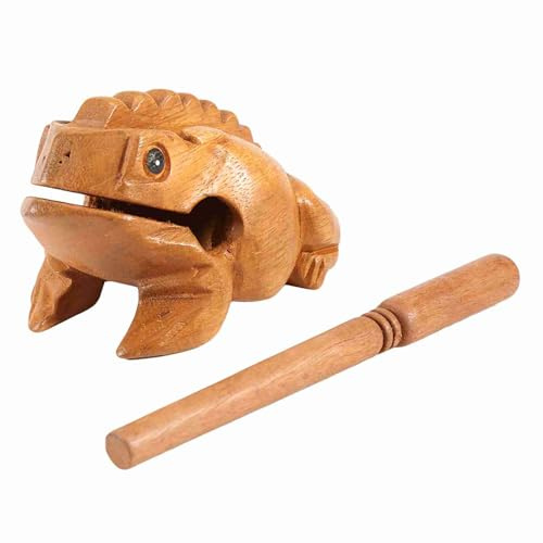 Lucky Frog Thailand Traditional Craft Wooden Croaking Musical Instrument, Realistic Croaking Sound, Good Luck Symbol (No. 4 12.7CM)