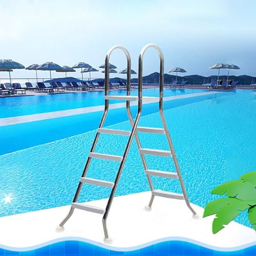 AIBOTY Escalera de Piscina Grande de 4 escalones con pasamanos Dobles para Piscina elevada, Escalera de Piscina sobre Suelo de Acero Inoxidable con escalones Antideslizantes Carga de 250 kg