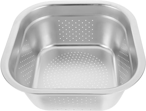 HAKIDZEL Colador y Multi-funcional de Gran Capacidad de Acero Inoxidable Diseño Cuadrado Agujeros de Drenaje para Escurrir Verduras y Frutas en Cocina