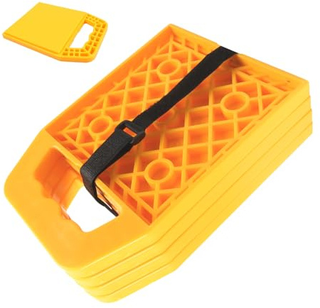 Cuñas de nivelación para vehículos recreativos, 4 piezas bloque estabilizador antideslizante con soporte estable, cuñas para gato y muletas, para remolque de coche de recogida grúa