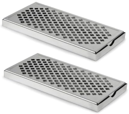 Vassoio Sgocciolatoi Rettangolare in Acciaio Inox, Drip Tray Bar Mat con Griglia, Tappetino da Barra, 30 x 15 cm, Contenitore Rimovibile per Cocktails e Birra, Vassoio Antigoccia (Set da 2 Pezzi)