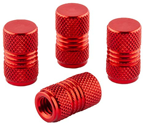 Bike Bits Presta Valve Caps - Use On Presta/French Valves (4 Pack) (Red, Hamburger)
