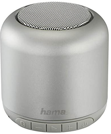 Hama Bluetooth Lautsprecher mit Akku (3W Musikbox, 8h Spielzeit, schnelles Aufladen in 2h, Mini Bluetooth Box mit 10m Reichweite, tragbar, kabellos, AUX, Mikrofon, Freisprechfunktion) silber, 00173179