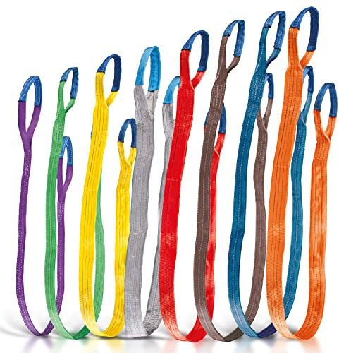 Safetytex Hebeband - Hochwertiger Hebegurt aus Polyester - Tragkraft wählbar - DIN EN 1492-1 - Schmale Rundschlinge - Flexibel und Sicher (1000 kg / 1 Tonne / 1 Meter)