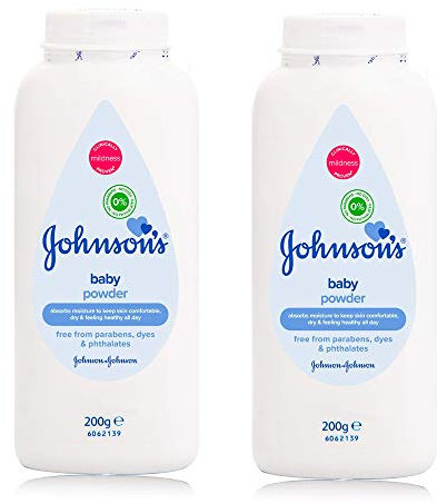Johnson's Baby Johnson's Babypuder, Multipack, 2 Stück, klinisch erwiesener Talkum für die zarte Haut des Neugeborenen | Hinterlässt die Haut weich und glatt | 2 x 200 g