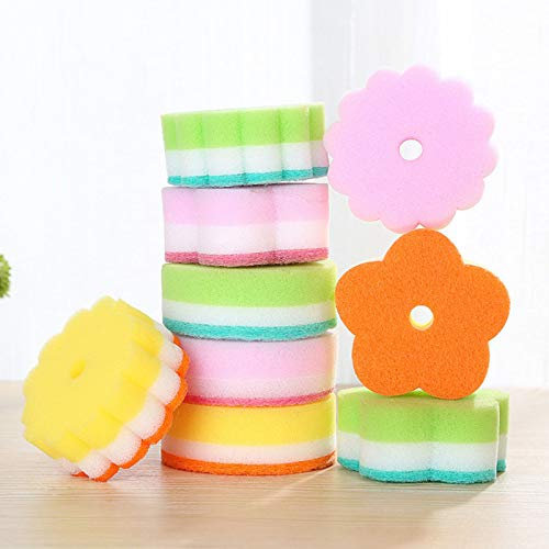 TOSSPER 5pcs Dish Schwämme Scouring Pads Blumen-Form-schwammbürste Geschirr Glaswäsche-Schwamm Küche Reinigungsmittel Für Gelegentliche Farbe